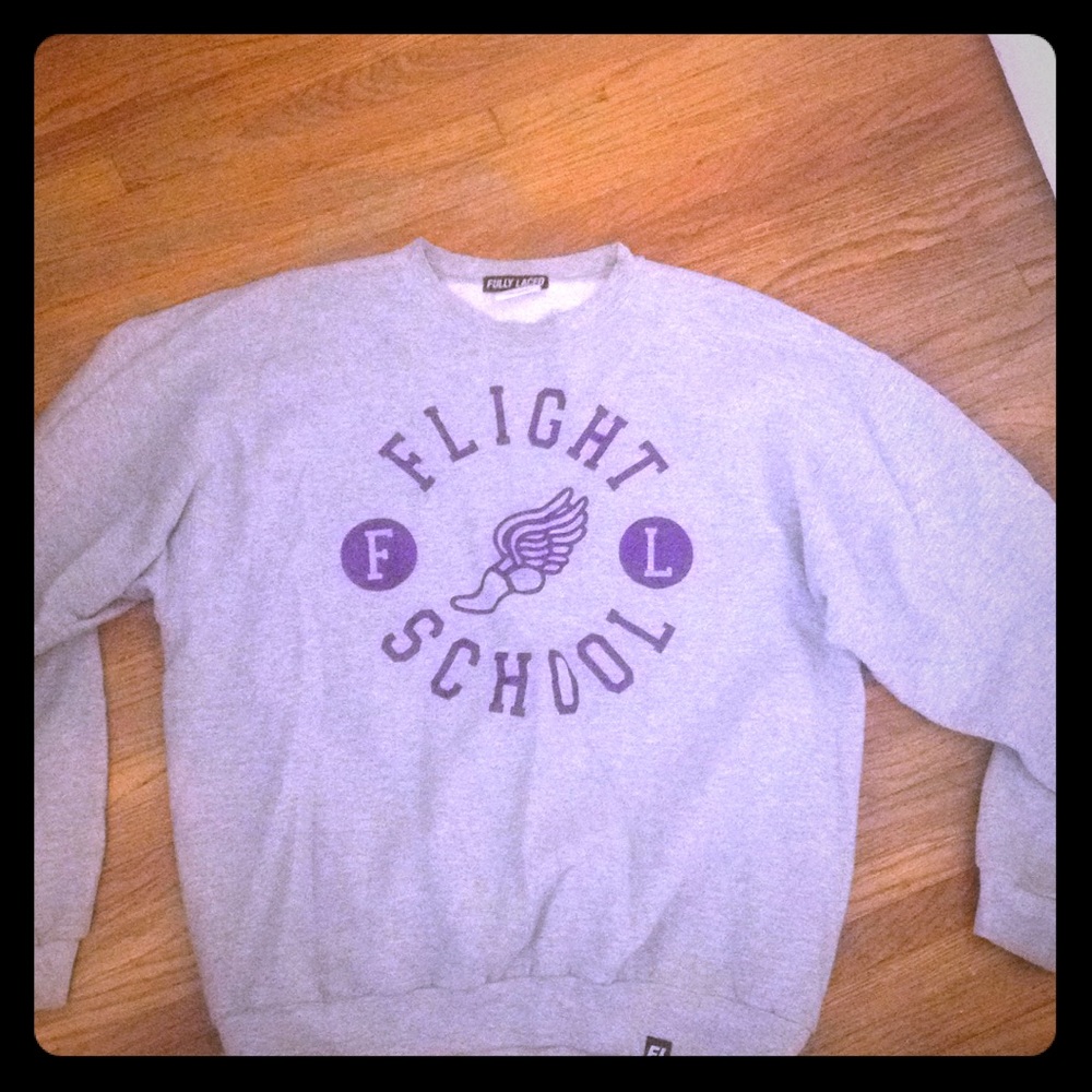 Fully Laced gray Flight School crew neck - large
